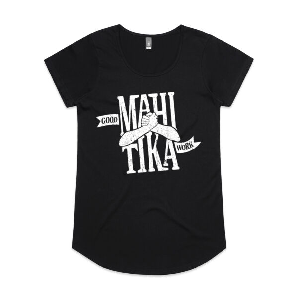 Mahi Tika Mali Tee - Curved at the hip. Code: MT Mali Black Thumbnail