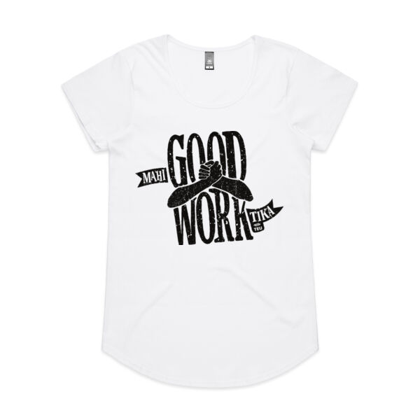 Good Work Mali Tee - Curved at the hip. Code: GW Mali White Thumbnail